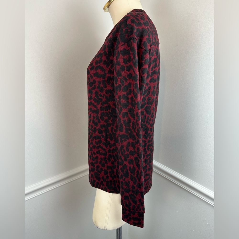 BEACH LUNCH LOUNGE Red Black Leopard Soft Long Sleeve Top NWT | Size XS - Picture 6 of 12
